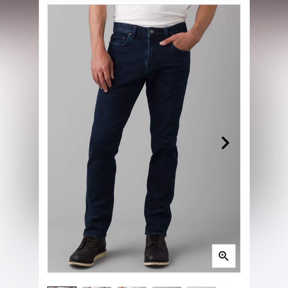 NWT Prana Hillgard Dark Ozone Wash blue denim straight leg standard fit 28 x 32